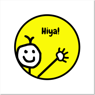 Cute Waving Funny Cartoon Smiling Face Hiya Posters and Art